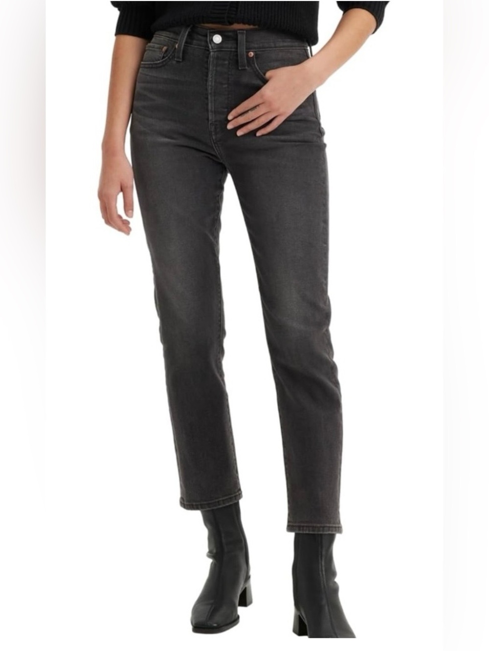 Levi’s Wedgie Straight Jeans Size 29 Black Cropped High Rise